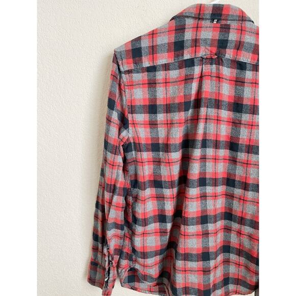 Denim & Flower Mens Medium Red 100% Cotton Flannel Button Up Shirt Preowned - Picture 7 of 10